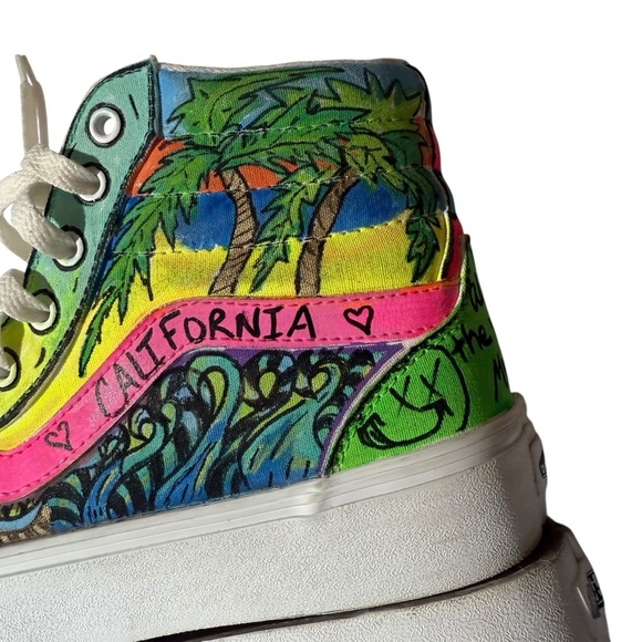 Vans Hand Painted Blink-182 Colorful Graphic Women's Sneakers - Picture 8 of 15